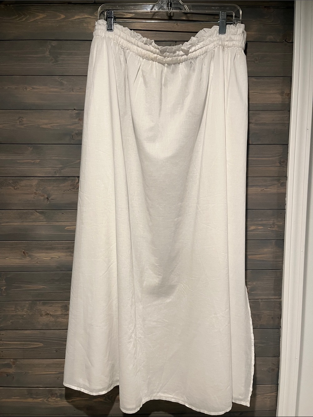 NWT J Crew white 💯 sheer cotton split Elastic-Waist Maxi Skirt 3X